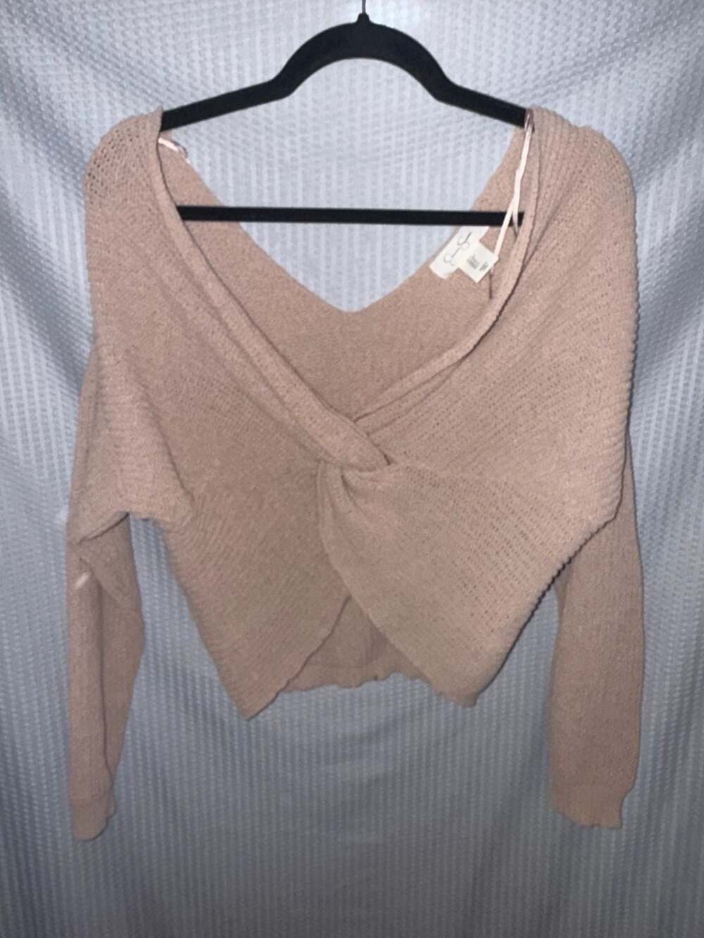 Jessica Simpson tan V-Neck Sweater with twist Detail Size S